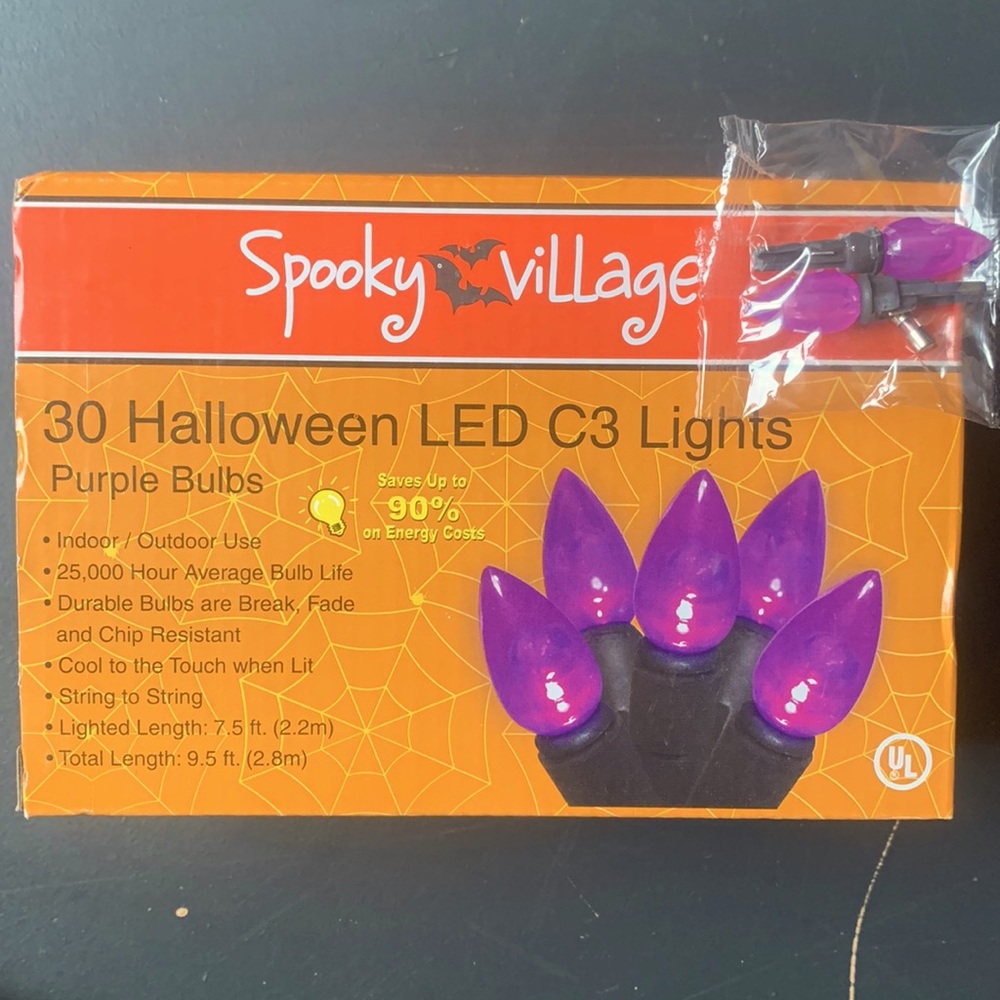 NEW Purple  LED C3 Halloween String Lights 9.5 ft length